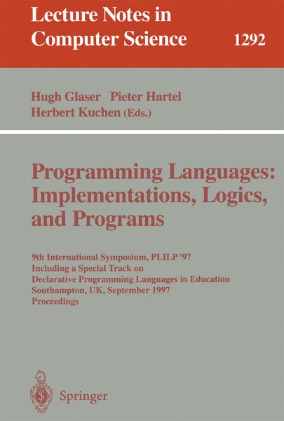 Produktbild: Programming Languages: Implementations, Logics, and Programs