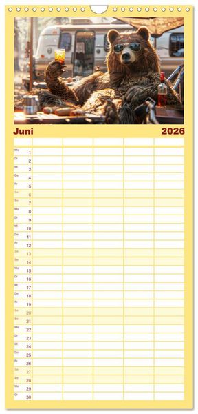 Produktbild: Familienplaner 2026 - Der tierisch lustige Camping-Kalender mit 5 Spalten (Wandkalender, 21 x 45 cm) CALVENDO