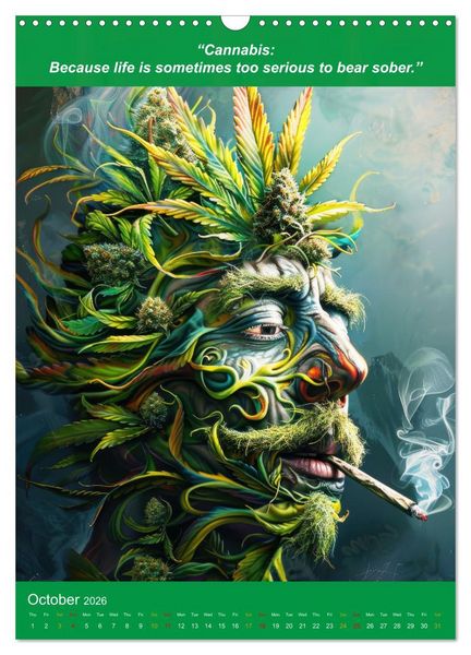 Produktbild: The funniest cannabis pictures and slogans (Wall Calendar 2026 DIN A3 portrait), CALVENDO 12 Month Wall Calendar