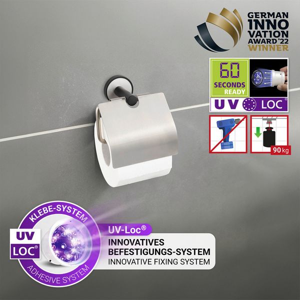 Produktbild: UV-Loc&reg; Toilettenpapierhalter mit Deckel Mod. Udine, Befestigen ohne Bohren