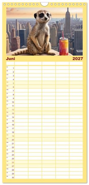 Produktbild: Familienplaner 2027 - Erdm&auml;nnchen in New York City mit 5 Spalten (Wandkalender, 21 x 45 cm) CALVENDO