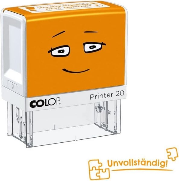 Produktbild: COLOP NIO School Motivations-Stempel, unvollst&auml;ndig, Abdruckfarbe shiny orange, 38 x 14mm