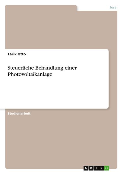 Produktbild: Steuerliche Behandlung einer Photovoltaikanlage