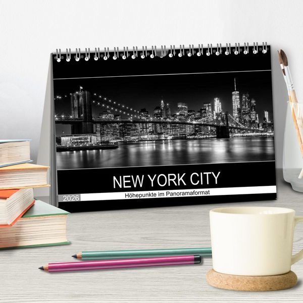 Produktbild: NEW YORK CITY H&ouml;hepunkte im Panoramaformat (Tischkalender 2026 DIN A5 quer), CALVENDO Monatskalender