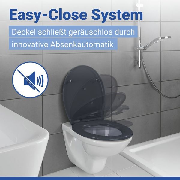 Produktbild: WC Sitz Mod. Samos Grau, Toilettendeckel mit Absenkautomatik