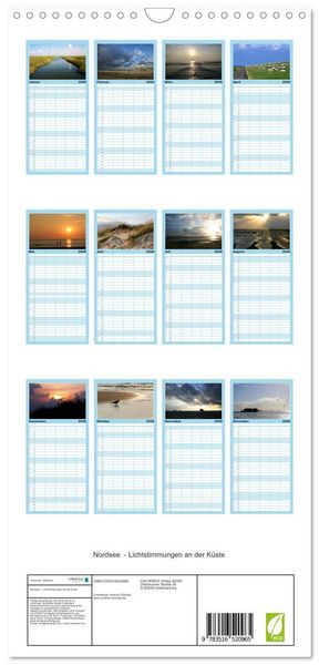 Produktbild: Familienplaner 2026 - Nordsee - Lichtstimmungen an der K&uuml;ste mit 5 Spalten (Wandkalender, 21 x 45 cm) CALVENDO