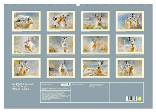 Produktbild: Wildhasen. Meister der Tarnung in offener Feldflur (Wandkalender 2027 DIN A2 quer), CALVENDO Monatskalender