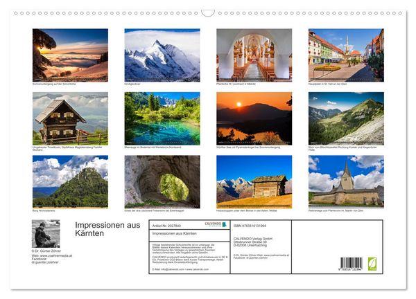Produktbild: Impressionen aus K&auml;rnten (Wandkalender 2026 DIN A2 quer), CALVENDO Monatskalender