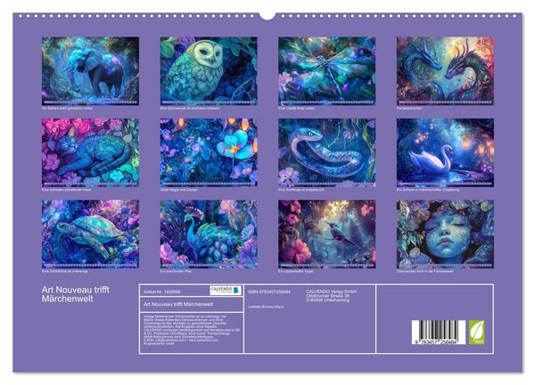 Produktbild: Art Nouveau trifft M&auml;rchenwelt (hochwertiger Premium Wandkalender 2026 DIN A2 quer), Kunstdruck in Hochglanz