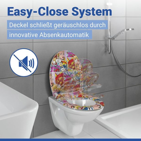 Produktbild: WC Sitz Mod. Pop-Art, Toilettendeckel mit Motiv und Absenkautomatik