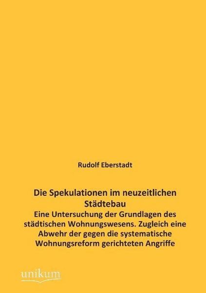 Produktbild: Eberstadt, R: Spekulationen im neuzeitlichen St&auml;dtebau