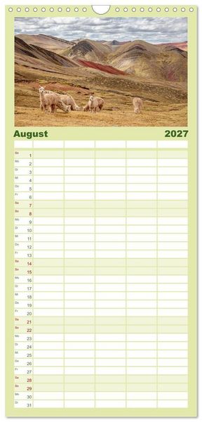 Produktbild: Familienplaner 2027 - Palccoyo - Der neue Rainbow Mountain in Peru mit 5 Spalten (Wandkalender, 21 x 45 cm) CALVENDO