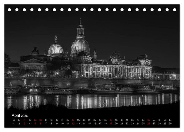 Produktbild: Dresden - Elbflorenz bei Nacht (Tischkalender 2026 DIN A5 quer), CALVENDO Monatskalender
