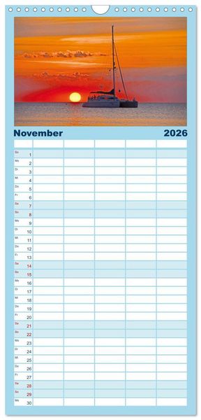 Produktbild: Familienplaner 2026 - Leidenschaft Segeln mit 5 Spalten (Wandkalender, 21 x 45 cm) CALVENDO