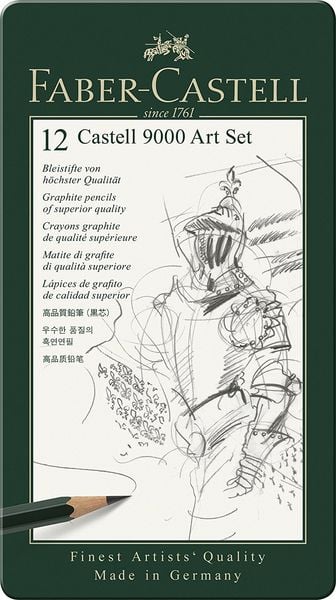 Faber-Castell Bleistifte Castell 9000 Design Set, 8B-2H, 12er Set