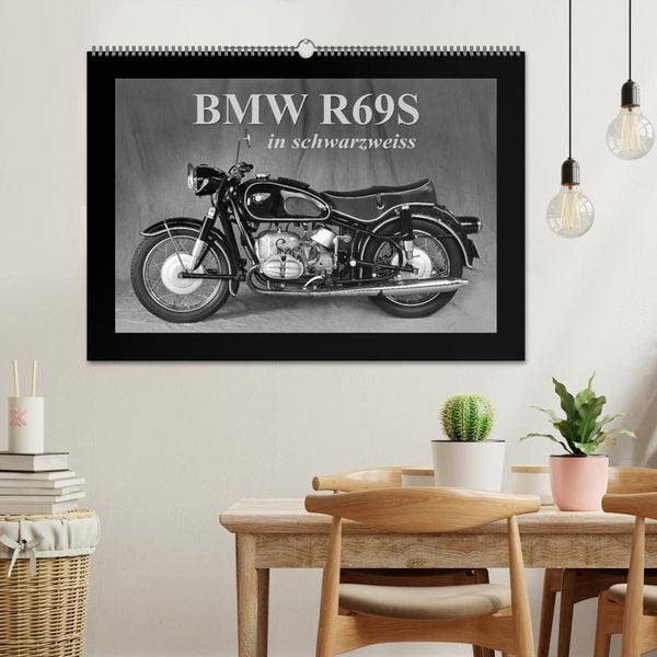 Produktbild: BMW R69S in schwarzweiss (Wandkalender 2026 DIN A2 quer), CALVENDO Monatskalender