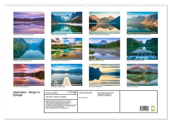 Produktbild: Alpenseen - Berge im Spiegel (Wandkalender 2027 DIN A2 quer), CALVENDO Monatskalender