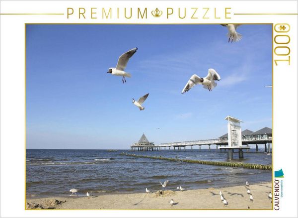 CALVENDO Puzzle Seebrücke Heringsdorf | 1000 Teile Lege-Größe 64 × 48 cm Foto-Puzzle für glückliche Stunden