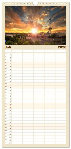 Produktbild: Familienplaner 2026 - Berlin zwischen Tag und Nacht mit 5 Spalten (Wandkalender, 21 x 45 cm) CALVENDO