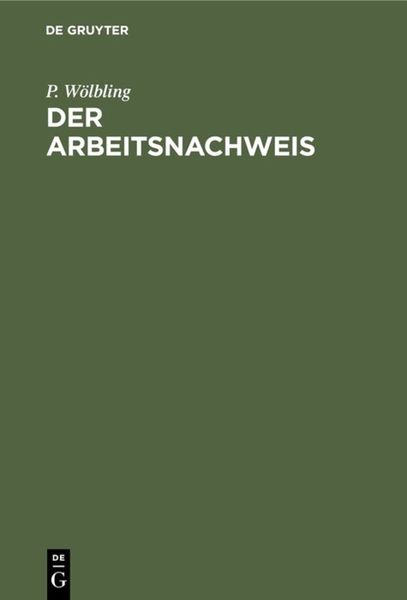 Produktbild: Der Arbeitsnachweis