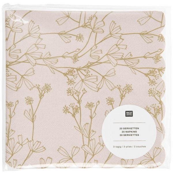 Produktbild: Servietten Blumen, Apricot/Gold