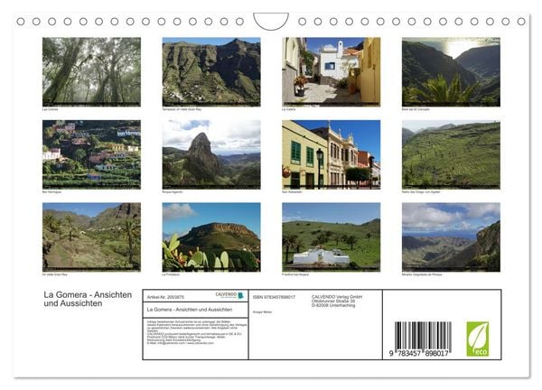 Produktbild: La Gomera - Ansichten und Aussichten (Wandkalender 2026 DIN A4 quer), CALVENDO Monatskalender