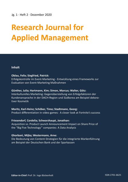 Produktbild: Research Journal for Applied Management - Jg. 1, Heft 2