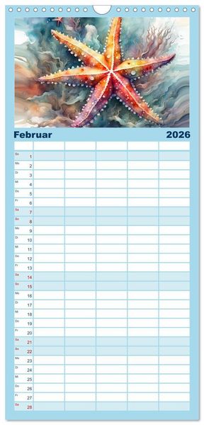 Produktbild: Familienplaner 2026 - Meereskreaturen - Lebendige Unterwasserwelt mit 5 Spalten (Wandkalender, 21 x 45 cm) CALVENDO