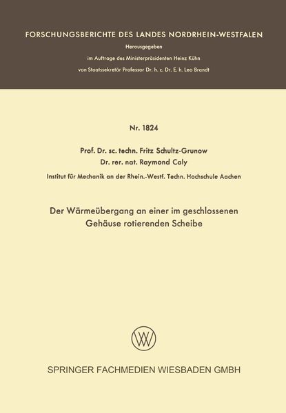 Produktbild: Der W&auml;rme&uuml;bergang an einer im geschlossenen Geh&auml;use rotierenden Scheibe