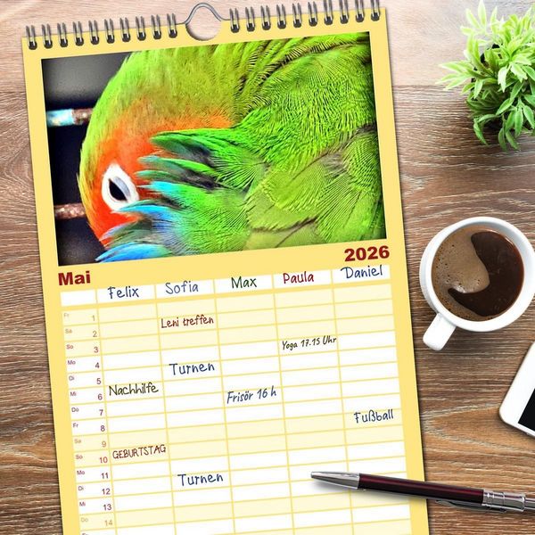 Produktbild: Familienplaner 2026 - Die Unzertrennlichen mit 5 Spalten (Wandkalender, 21 x 45 cm) CALVENDO