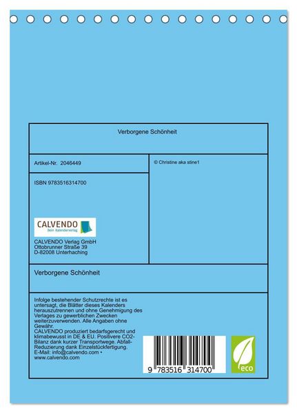 Produktbild: Verborgene Sch&ouml;nheit (Tischkalender 2026 DIN A5 hoch), CALVENDO Monatskalender