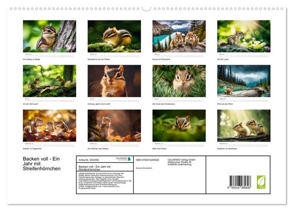 Produktbild: Backen voll - Ein Jahr mit Streifenh&ouml;rnchen (hochwertiger Premium Wandkalender 2026 DIN A2 quer), Kunstdruck in Hochglanz