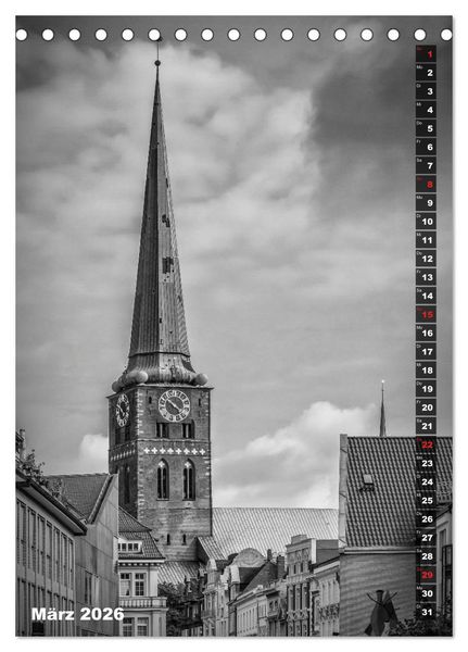 Produktbild: L&Uuml;BECK Monochrome Momente (Tischkalender 2026 DIN A5 hoch), CALVENDO Monatskalender