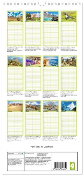 Produktbild: Familienplaner 2027 - Peru: Natur mit Geschichte mit 5 Spalten (Wandkalender, 21 x 45 cm) CALVENDO
