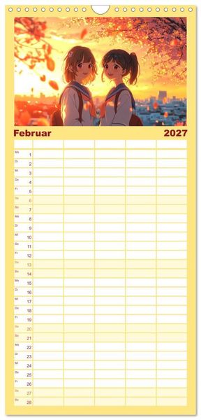 Produktbild: Familienplaner 2027 - Anime Kalender &ndash; Charaktere im Slice-of-Life Stil mit 5 Spalten (Wandkalender, 21 x 45 cm) CALVENDO