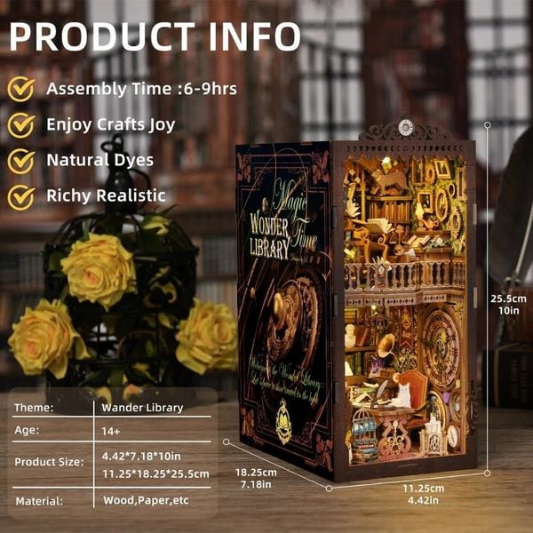 Produktbild: FiguredArt SL06 - DIY Book Nook, Wunderbibliothek, Puzzle 256 Teile, Miniatur-Diorama