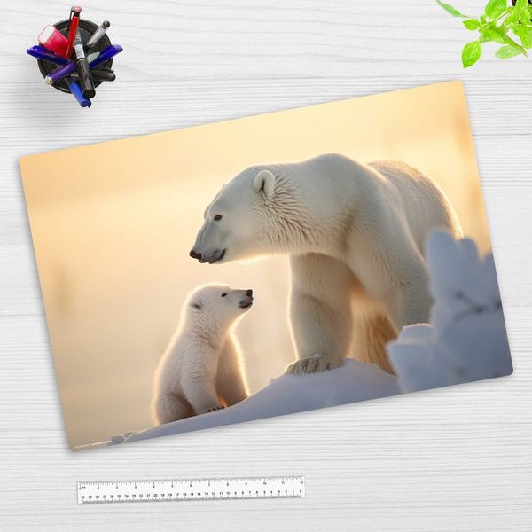 Produktbild: Cover-your-desk Schreibtischunterlage f&uuml;r Kinder Eisb&auml;r Baby mit Mama, aus hochwertigem Vinyl, 60 x 40 cm