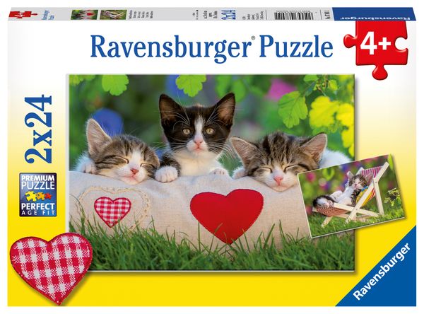 Puzzle Ravensburger Verschlafene Kätzchen 2 X 24 Teile