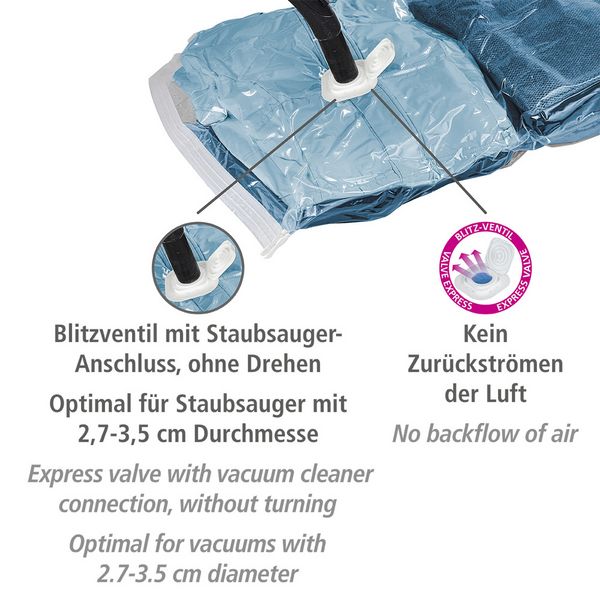 Produktbild: Vakuum Beutel Set Transparent, 6-teilig, platzsparende Kleideraufbewahrung mit Pumpe