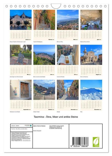 Produktbild: Taormina - &Auml;tna, Meer und antike Steine (Wandkalender 2027 DIN A4 hoch), CALVENDO Monatskalender