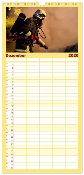Produktbild: Familienplaner 2026 - FEUERWEHR IM EINSATZ mit 5 Spalten (Wandkalender, 21 x 45 cm) CALVENDO