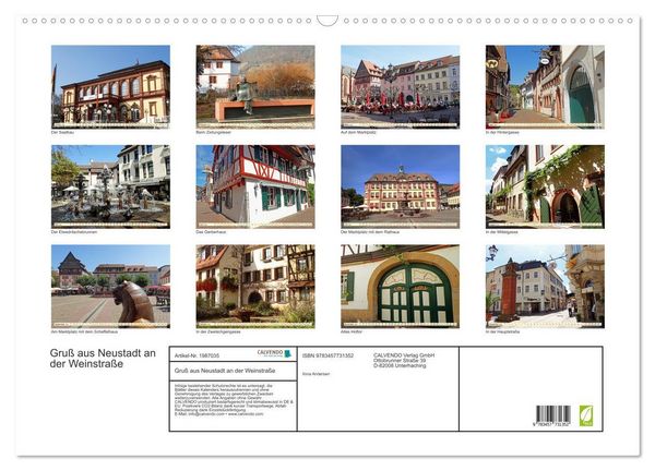 Produktbild: Gru&szlig; aus Neustadt an der Weinstra&szlig;e (Wandkalender 2026 DIN A2 quer), CALVENDO Monatskalender