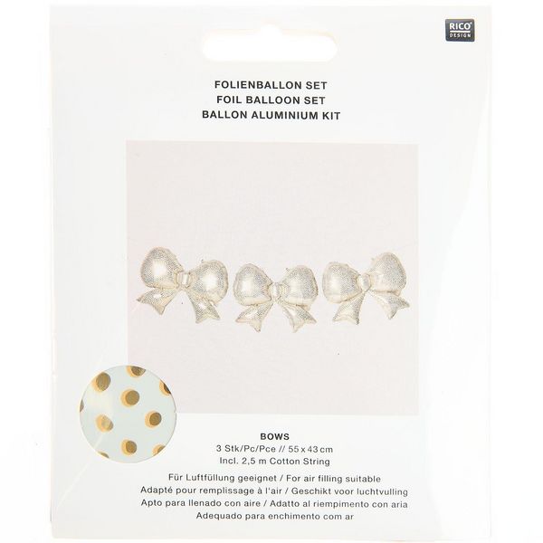 Produktbild: Folienballon Set, Schleifen, P&uuml;nktchen, Creme/Gold