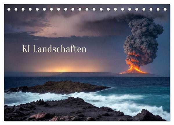 KI Landschaften (Tischkalender 2026 DIN A5 quer), CALVENDO Monatskalender