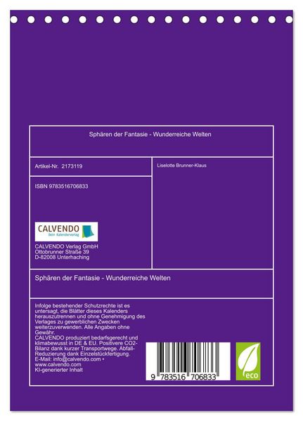 Produktbild: Sph&auml;ren der Fantasie - Wunderreiche Welten (Tischkalender 2026 DIN A5 hoch), CALVENDO Monatskalender