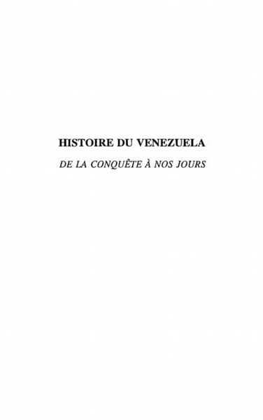 Produktbild: Histoire Du Venezuela