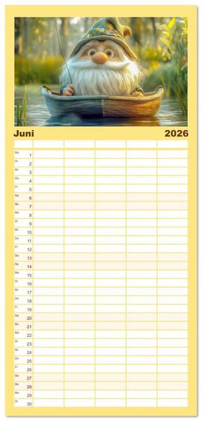 Produktbild: Familienplaner 2026 - Zwergenland - Kinderkalender mit 5 Spalten (Wandkalender, 21 x 45 cm) CALVENDO