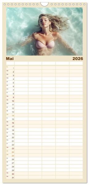 Produktbild: Familienplaner 2026 - Entspannen am Strand mit 5 Spalten (Wandkalender, 21 x 45 cm) CALVENDO
