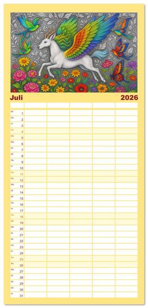 Produktbild: Familienplaner 2026 - Fabelhafte Mystikwesen mit 5 Spalten (Wandkalender, 21 x 45 cm) CALVENDO