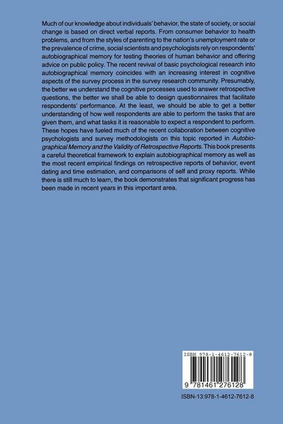 Produktbild: Autobiographical Memory and the Validity of Retrospective Reports